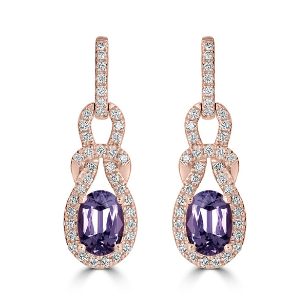 1.19tct Spinel Earring with 0.28tct Diamonds set in 14K Rose Gold