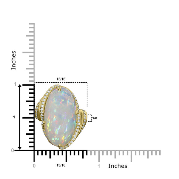 9.28ct Opal Ring with 0.36tct Diamonds set in 14K Yellow Gold