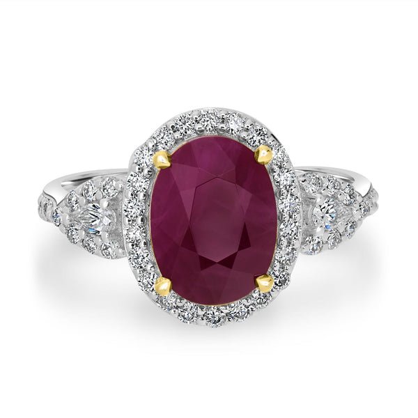 2.83ct  Ruby Rings with 0.47tct Diamond set in 18K White Gold