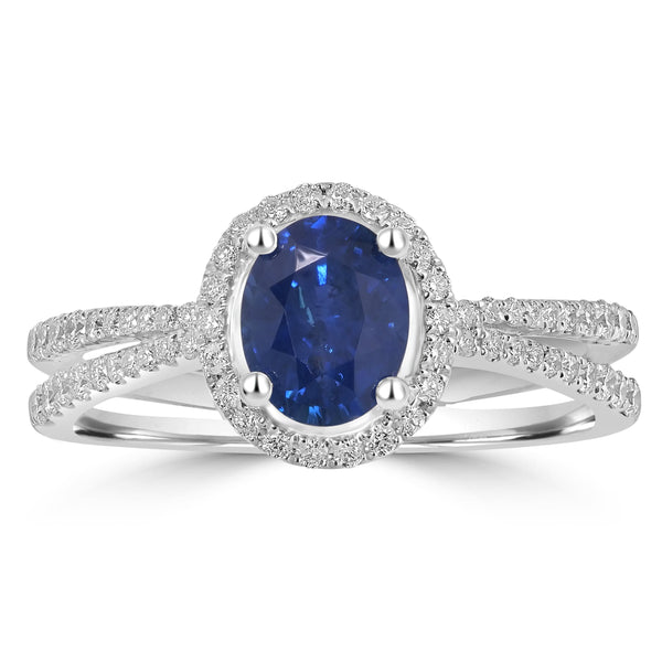 1.22ct Sapphire Rings with 0.34tct Diamond set in 14K White Gold