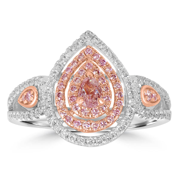 0.12ct Pink Diamond Rings with 0.61tct Diamond set in 14K Two Tone Gold