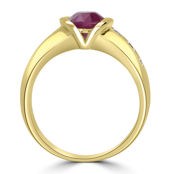 3.26ct   Ruby Rings with 0.59tct Diamond set in 14K Yellow Gold