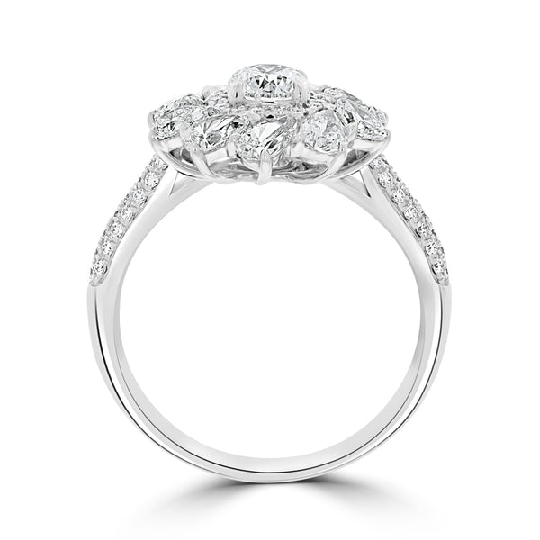 0.5ct Diamond Ring with 1.6tct Diamonds set in 18K White Gold