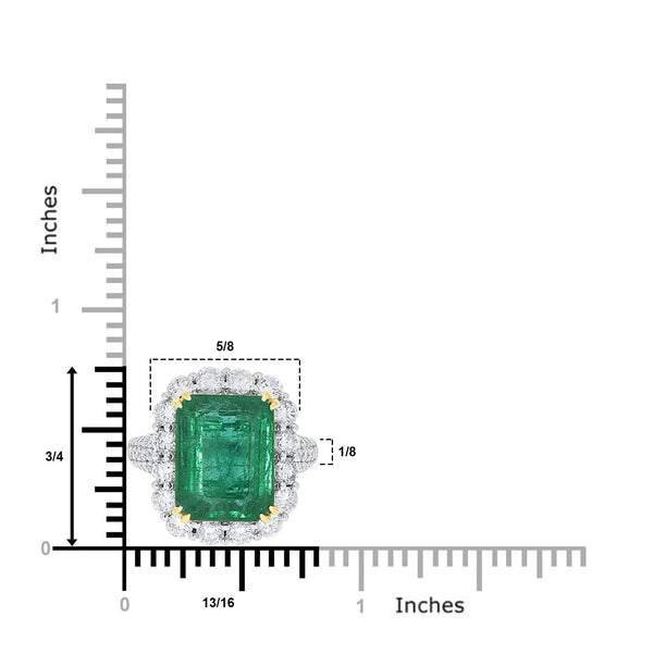 7.91ct Emerald Ring with 2.09tct Diamonds set in 18K Two Tone Gold