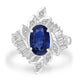 2.6ct Blue Sapphire Rings with 0.55tct Diamond set in Platinum White Gold