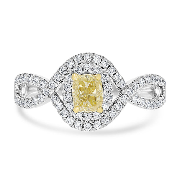 0.53ct Yellow Diamond Rings with 0.4tct Diamond set in 14K Two Tone Gold