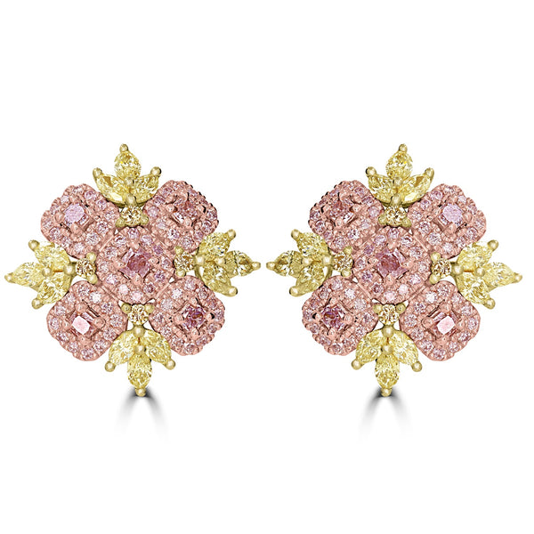 0.49tct Pink Diamond Earring with 1.76tct Diamonds set in 14K Two Tone Gold