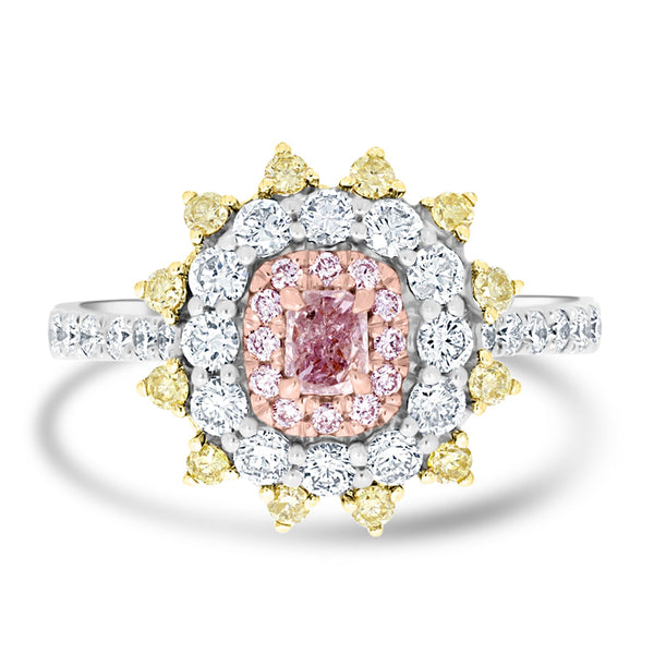 0.17ct Pink Diamond Rings with 1.01tct Diamond set in 14K Two Tone Gold