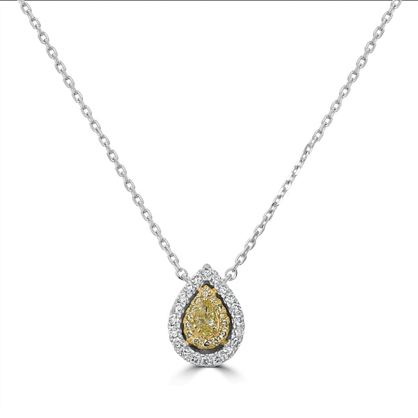 0.17ct Yellow Diamond Pendant with 0.30ct Diamonds set in 14K Two Tone Gold