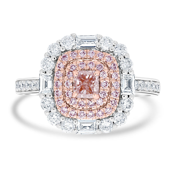 0.34ct Pink Diamond Rings with 0.96tct Diamond set in 14K Two Tone Gold