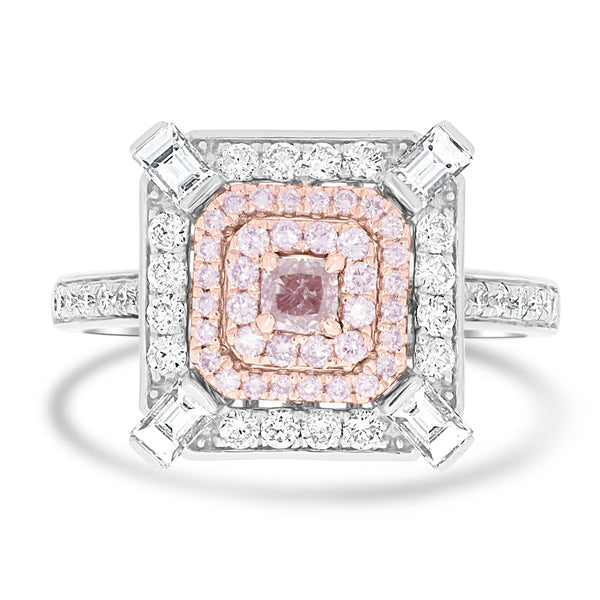 0.18ct Pink Diamond Rings with 0.9tct Diamond set in 14K Two Tone Gold