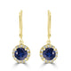 2.38ct Sapphire Earrings with 0.2tct Diamond set in 14K Yellow Gold
