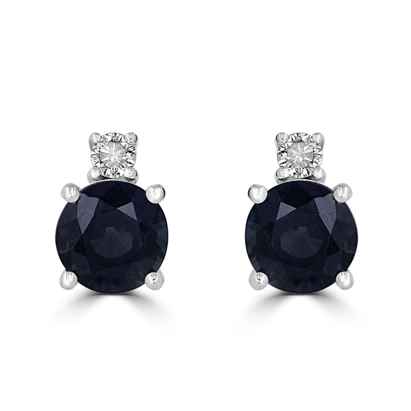 3.08tct Sapphire Earring with 0.13tct Diamonds set in 14K White Gold