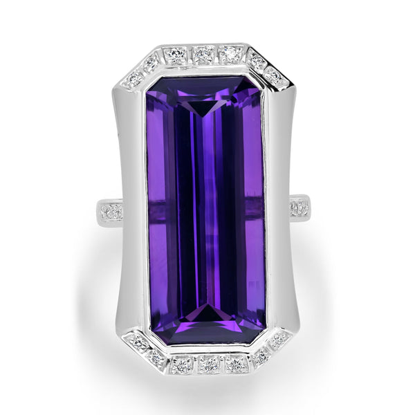15.46ct Amethyst Rings with 0.27tct Diamond set in 18K White Gold