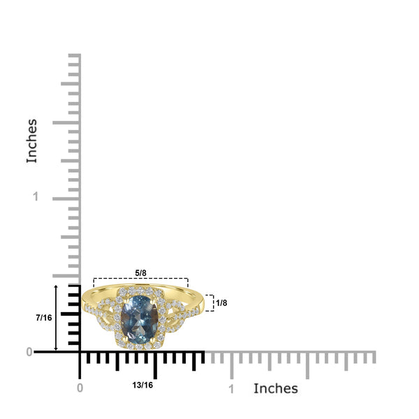 1.16ct Aquamarine Rings with 0.33tct Diamond set in 18K Yellow Gold