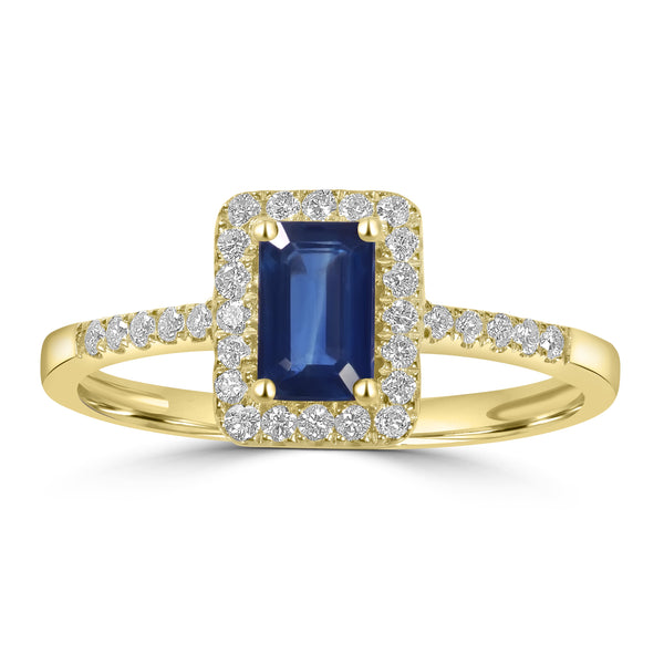 0.63ct Sapphire Rings with 0.2tct Diamond set in 18K Yellow Gold
