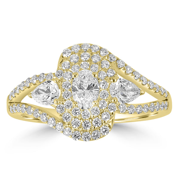 0.24ct Diamond Rings with 0.85tct Diamond set in 18K Yellow Gold