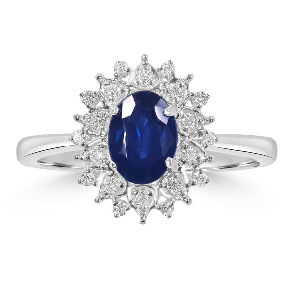 0.98ct Sapphire Rings with 0.16tct Diamond set in 18K White Gold