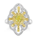 1.01ct Yellow Diamond Rings with 0.7tct Diamond set in 18K Two Tone Gold