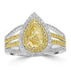 1.02ct Yellow Diamond Rings with 0.56tct Diamond set in 18K Two Tone Gold