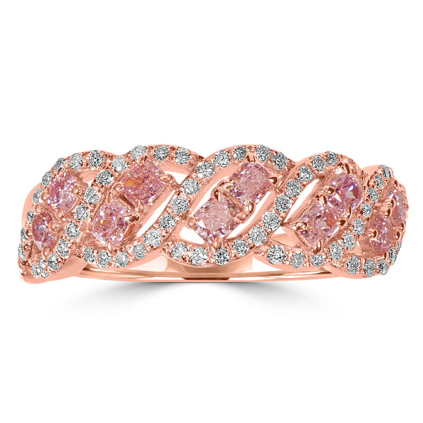 0.41ct Pink Diamond Rings with 0.48tct Diamond set in 18K Rose Gold