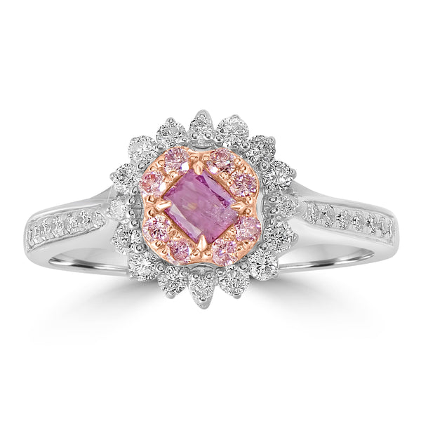 0.26ct Pink Diamond Rings with 0.5tct Diamond set in 18K Two Tone Gold