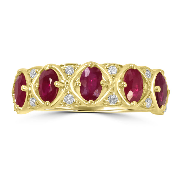 1.56ct Ruby Rings with 0.14tct Diamond set in 18K Yellow Gold