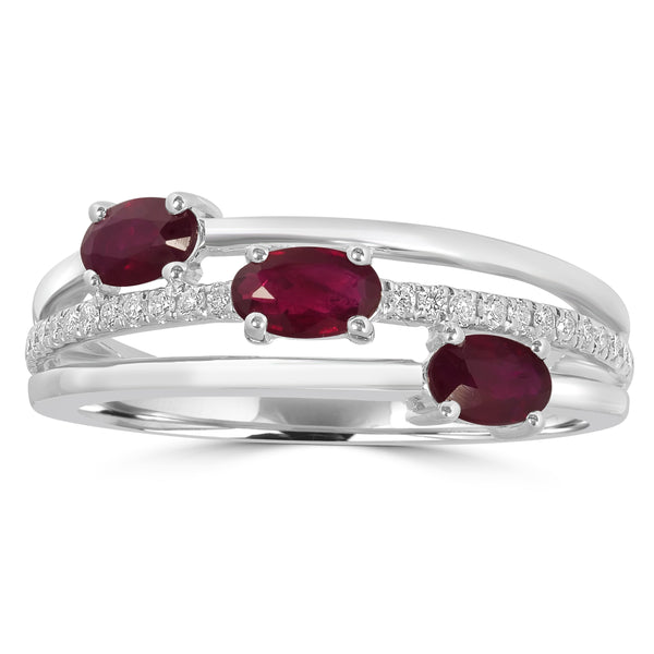 0.76ct Ruby Rings with 0.11tct Diamond set in 18K White Gold