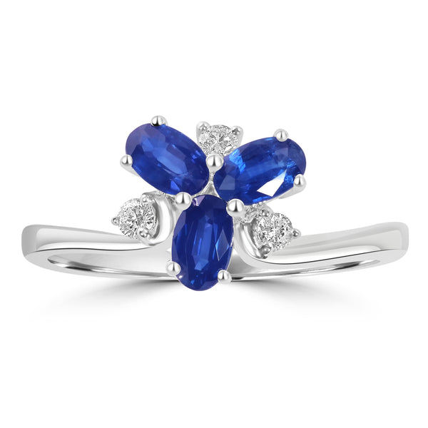 0.95ct Sapphire Rings with 0.1tct Diamond set in 18K White Gold