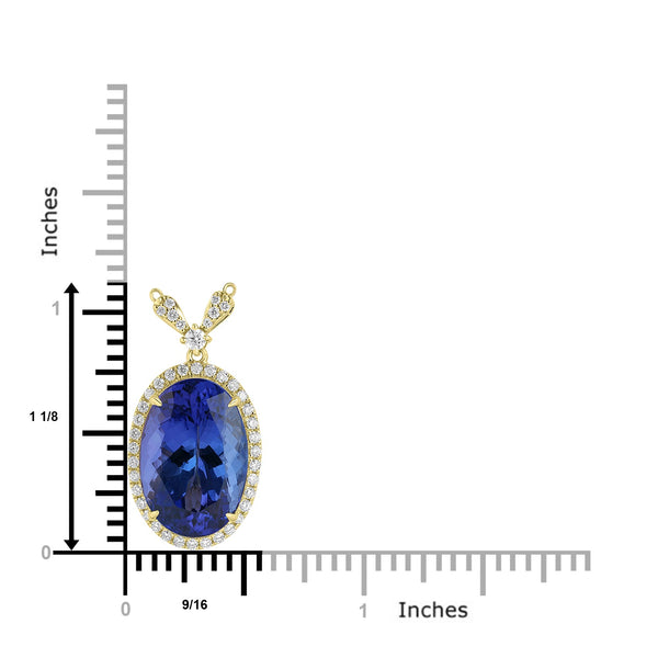 12.365ct Tanzanite Necklaces with 0.439tct Diamond set in 18K Yellow Gold