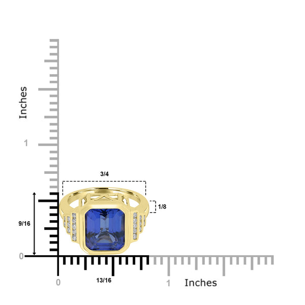 6.235ct Tanzanite Rings with 0.194tct Diamond set in 18K Yellow Gold