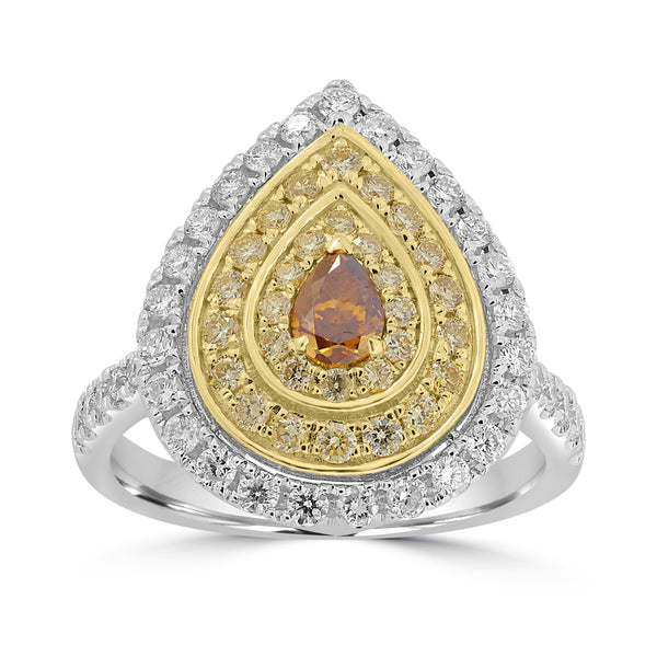 0.279ct Orange Diamond Rings with 0.963tct Diamond set in 18K Two Tone Gold