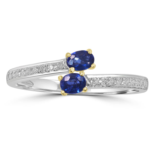 0.34ct Sapphire Rings with 0.12tct Diamond set in 18K Two Tone Gold