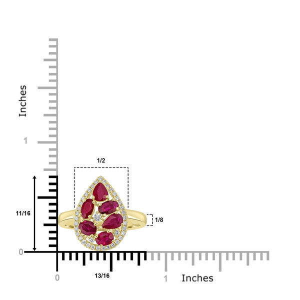 1.5ct Ruby Rings with 0.2tct Diamond set in 18K Yellow Gold