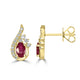 0.42ct Ruby Earrings with 0.19tct Diamond set in 18K Yellow Gold