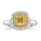 1.02ct Yellow Diamond Rings with 0.35tct Multi set in 18K Two Tone Gold