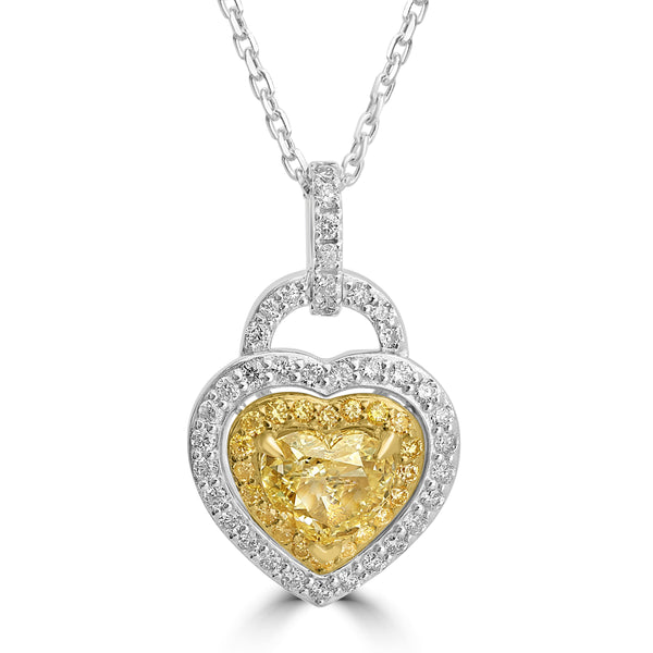 1ct Yellow Diamond Pendants with 0.46tct Multi set in 18K Two Tone Gold