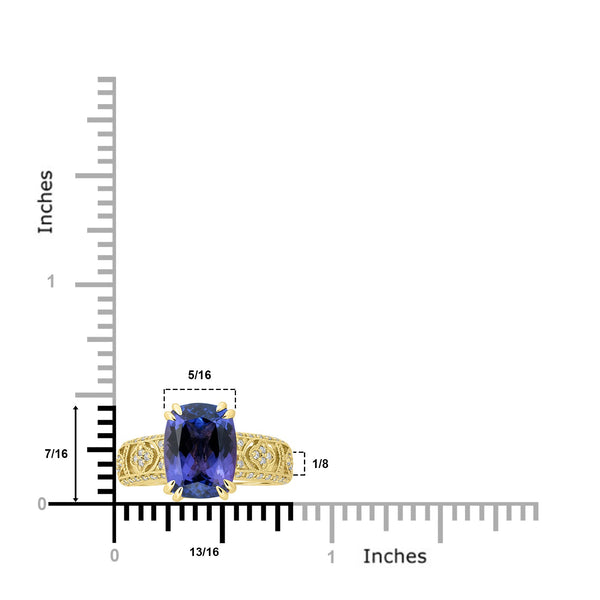 3.89ct Tanzanite Rings with 0.2tct Diamond set in 18K Yellow Gold