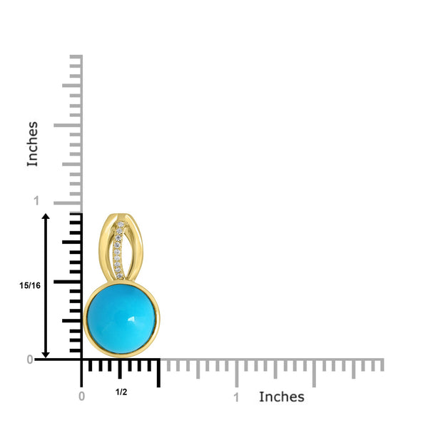 4.62ct Turquoise Pendants with 0.03tct Diamond set in 18K Yellow Gold
