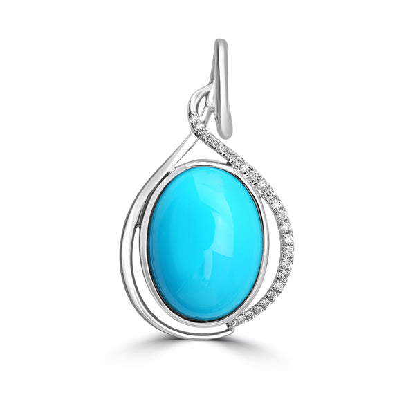 5.87ct Turquoise Pendants with 0.11tct Diamond set in 18K White Gold