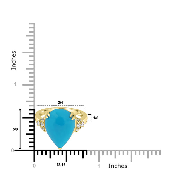 6.98ct Turquoise Rings with 0.15tct Diamond set in 18K Yellow Gold
