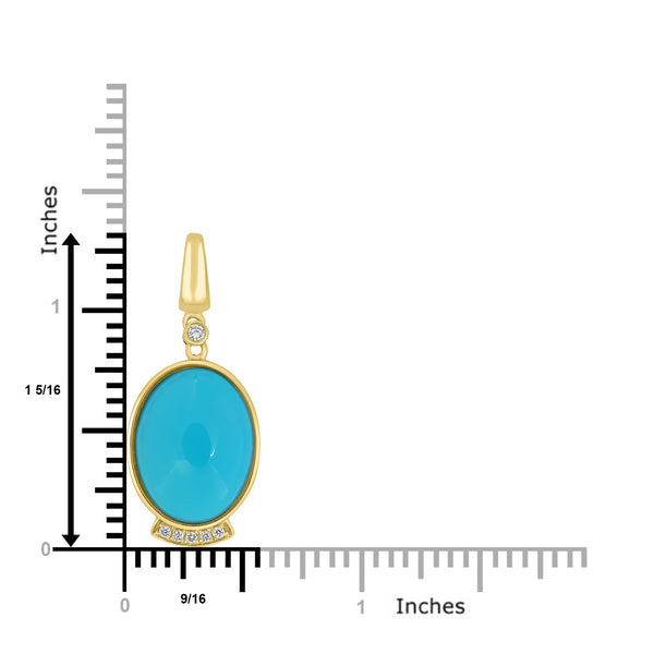 8ct Turquoise Pendants with 0.06tct Diamond set in 18K Yellow Gold