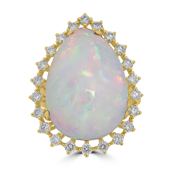 20.28ct Opal Rings with 0.85tct Diamond set in 18K Yellow Gold