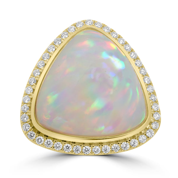 15.04ct Opal Rings with 0.37tct Diamond set in 18K Yellow Gold