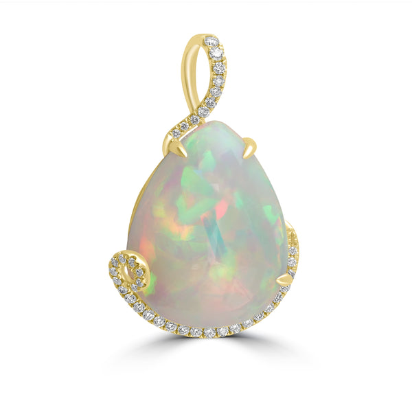17.36ct Opal Pendants with 0.28tct Diamond set in 18K Yellow Gold