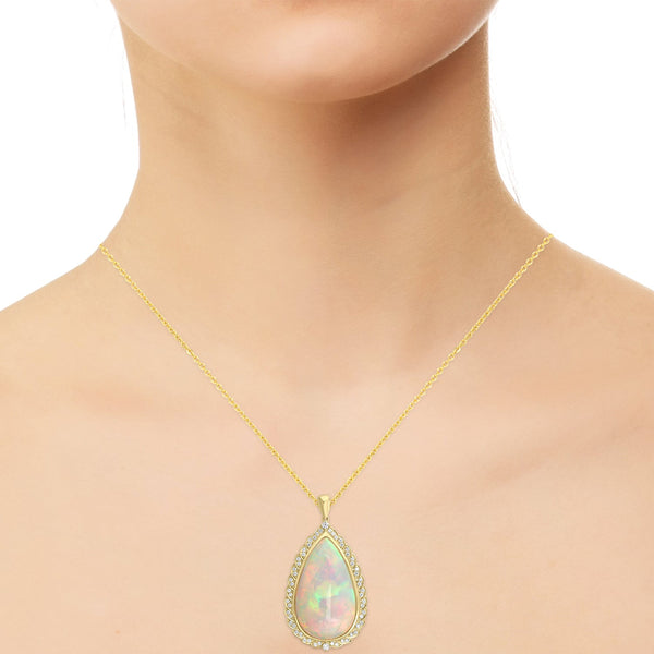 15.18ct Opal Pendants with 0.53tct Diamond set in 18K Yellow Gold