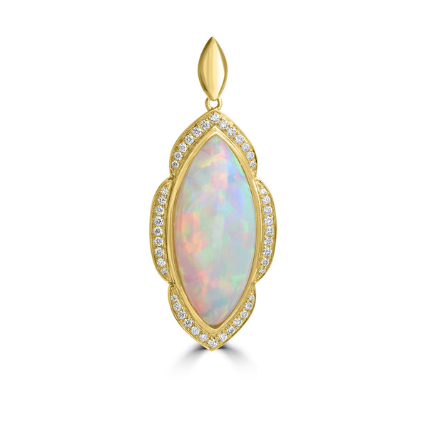 7.26ct Opal Pendants with 0.31tct Diamond set in 18K Yellow Gold