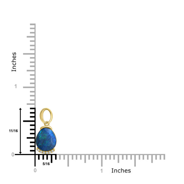 1.2ct Black Opal Pendants with 0.03tct Diamond set in 18K Yellow Gold