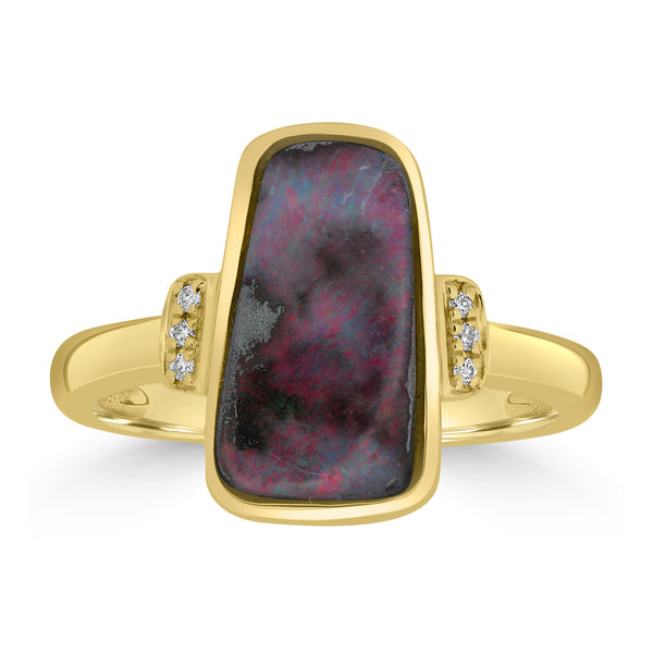 4.14ct Boulder Opal Rings with 0.03tct Diamond set in 18K Yellow Gold