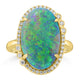 7.55ct Black Opal Rings with 0.2tct Diamond set in 18K Yellow Gold